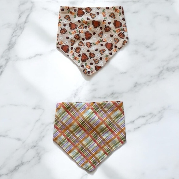 Other - DOG Bandana - Gobble & Thanksgiving Plaid - Size M Medium